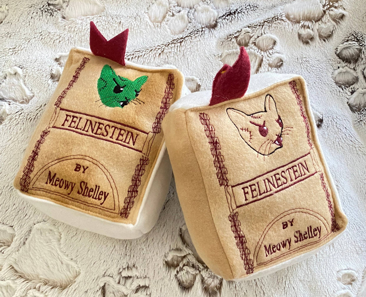 Handmade Cat Toy- Plush Book for Cats "Felinestein"