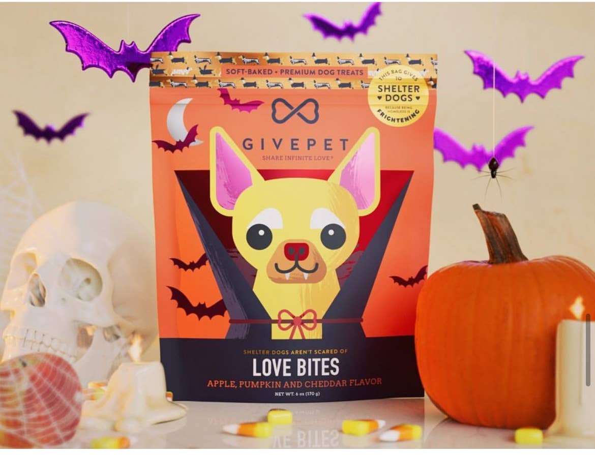 GivePet Love Bites Halloween Dog Treats Pumpkin & Cheddar