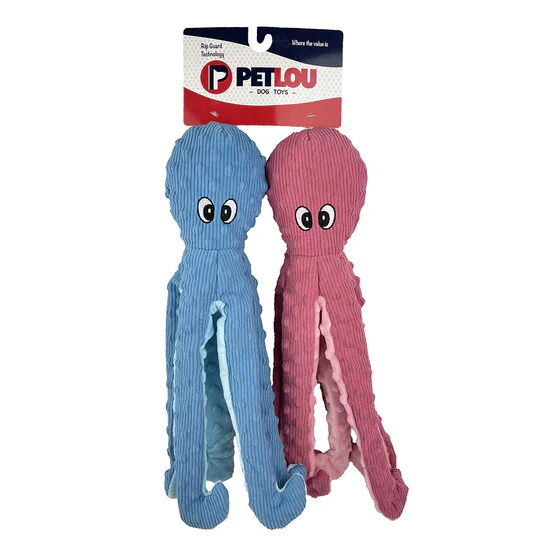 PetLou Dog Toy 16" Twin Octopus Blue/Rose