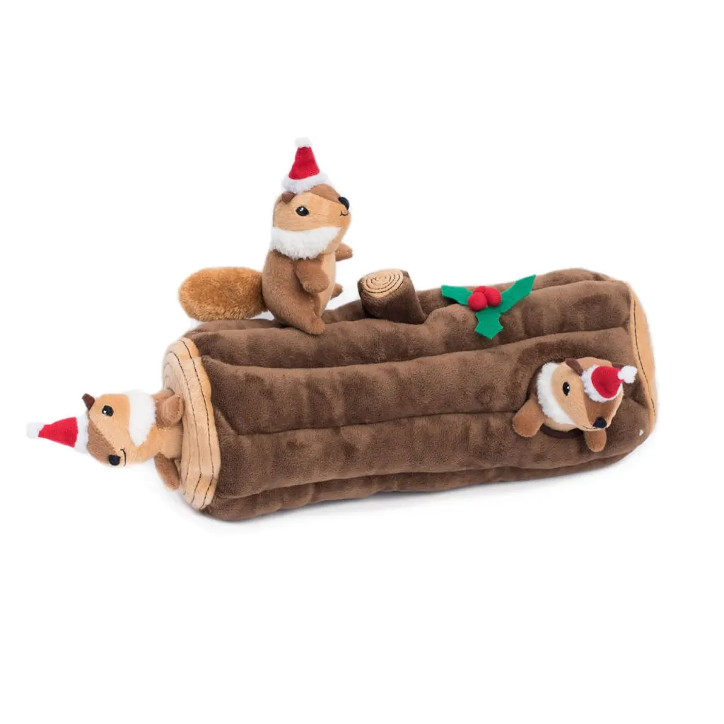Zippy Paws Holiday Burrow Dog Toy Yule Log