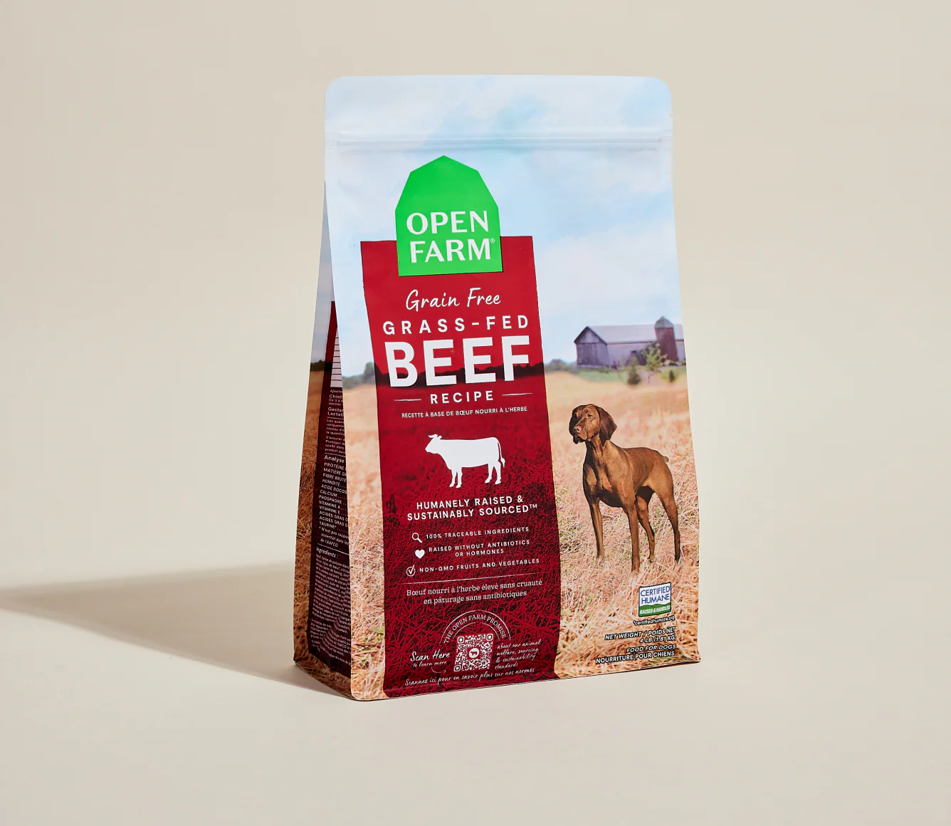 Open Farm Grain Free Grass Fed Beef Dry Dog Food 22lb