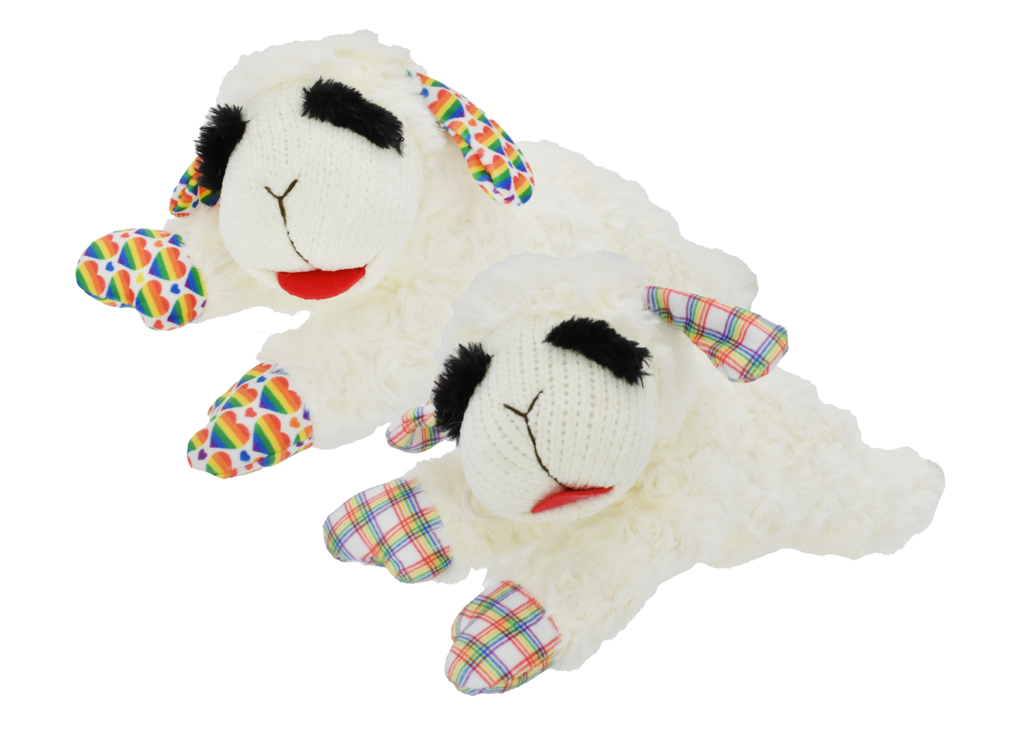 Multipet Plush Lamb chop Dog Toy Rainbow Medium