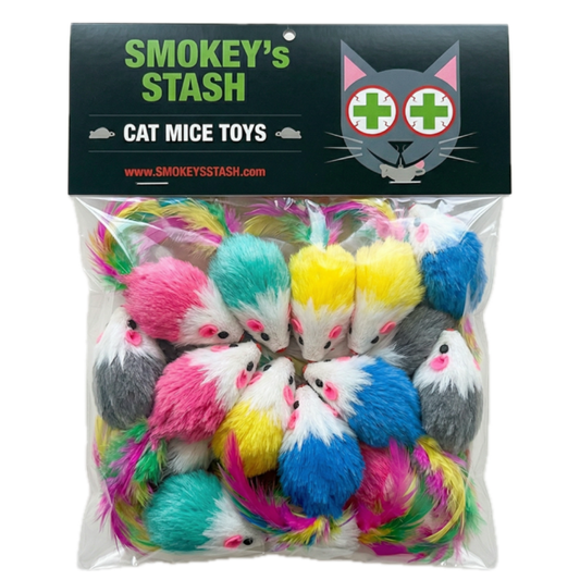 Multi Color Faux Fur Cat Mice Toys (12-Pack)