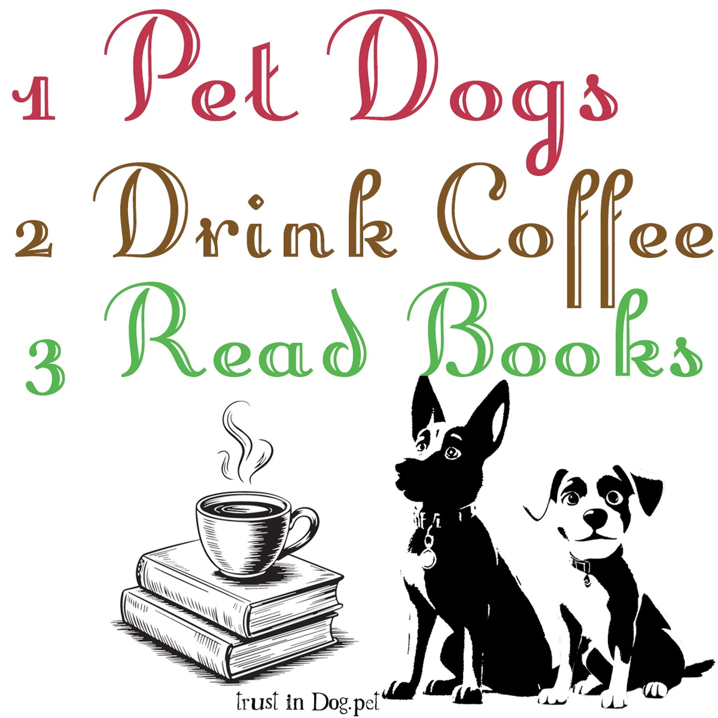 Pet Dogs Drink Coffee Read Books Sticker