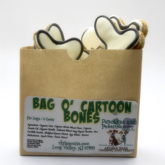 Bag O Cartoon Bones Organic Dog Cookies Case