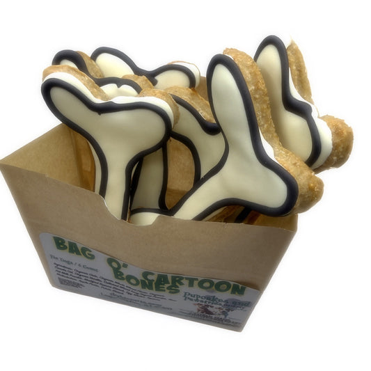 Bag O Cartoon Bones Organic Dog Cookies Case