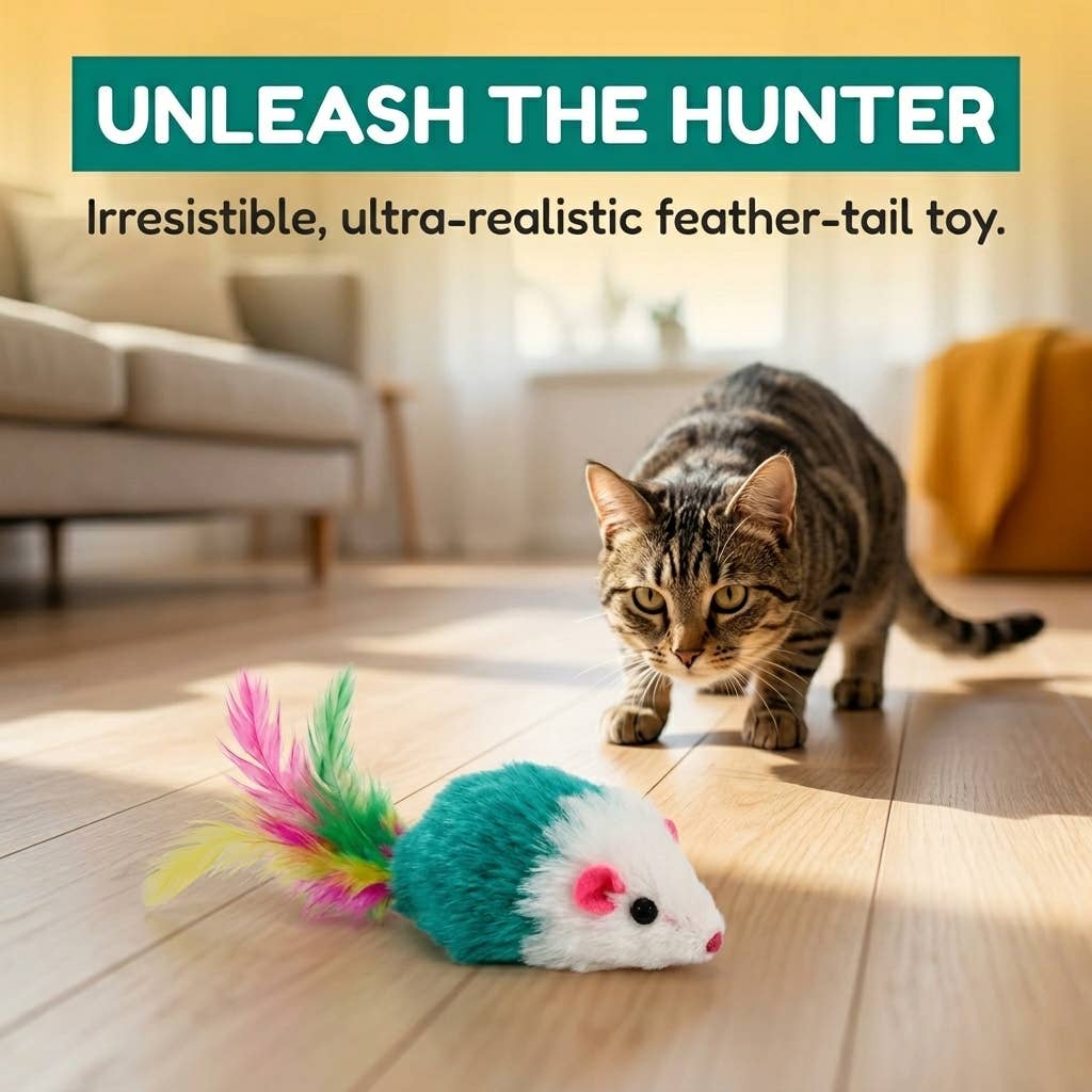 Multi Color Faux Fur Cat Mice Toys (12-Pack)