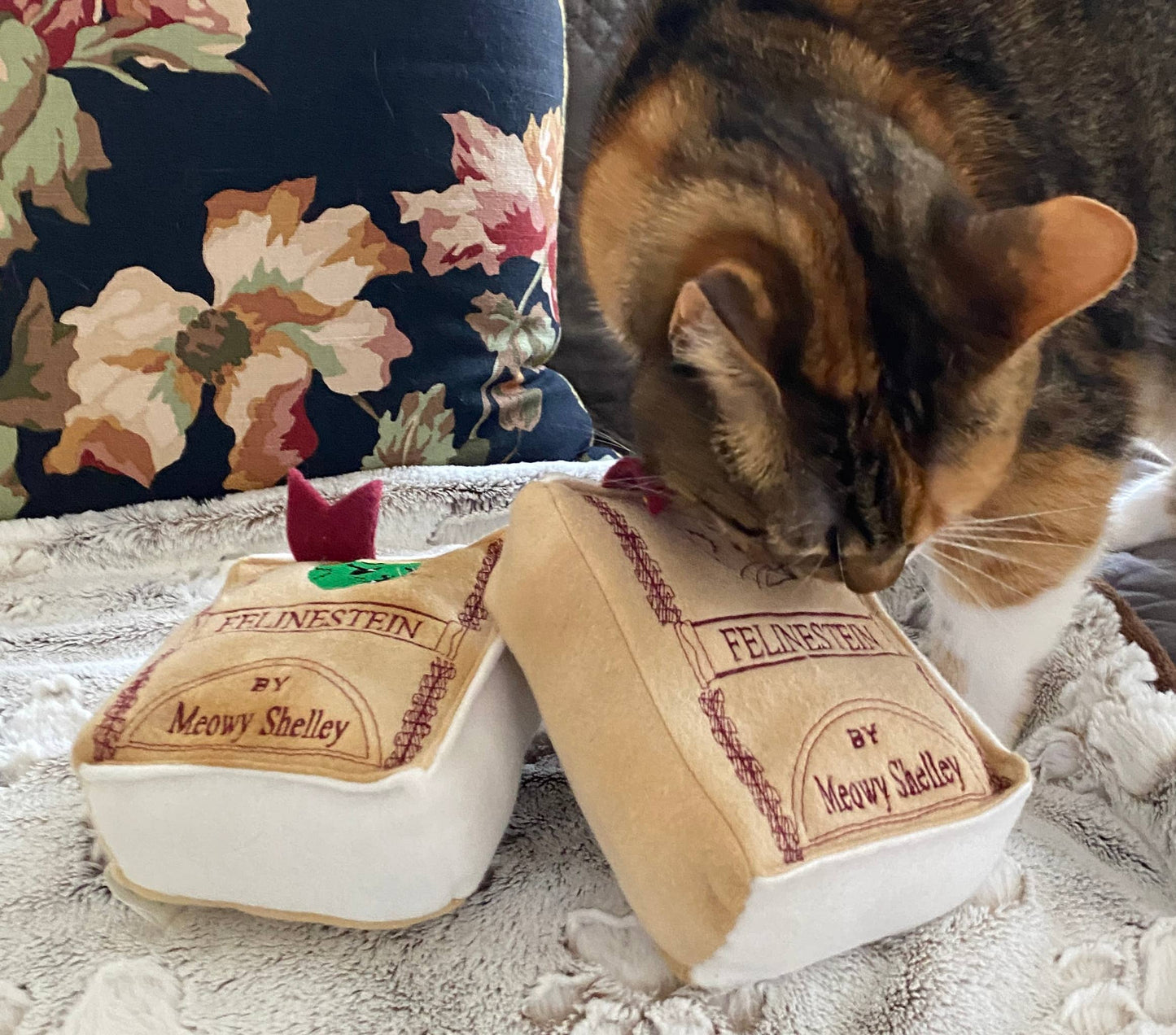 Handmade Cat Toy- Plush Book for Cats "Felinestein"