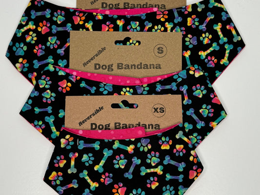Neon Tye Dye Paws Bandana
