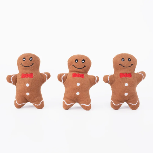 Zippy Paws Holiday Miniz Dog Toys Gingerbread Men