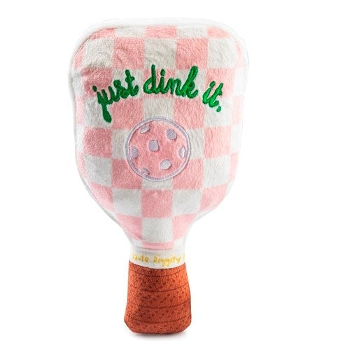 Haute Diggity Dog Pickle Ball Paddle Dog Toy Pink Checker