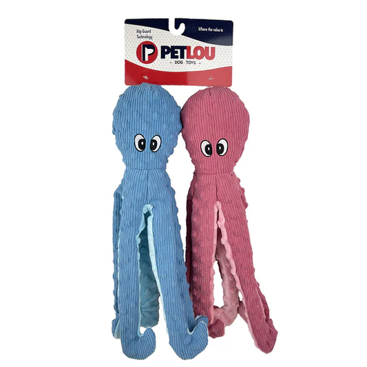PetLou Dog Toy 16" Twin Octopus Blue/Rose
