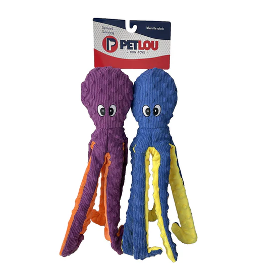 PetLou Dog Toy 16" Twin Octopus Blue/Purple