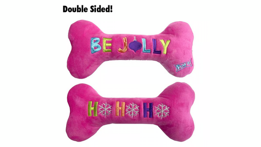 Lulubelles Holiday Plush Bone Dog Toy Be Jolly