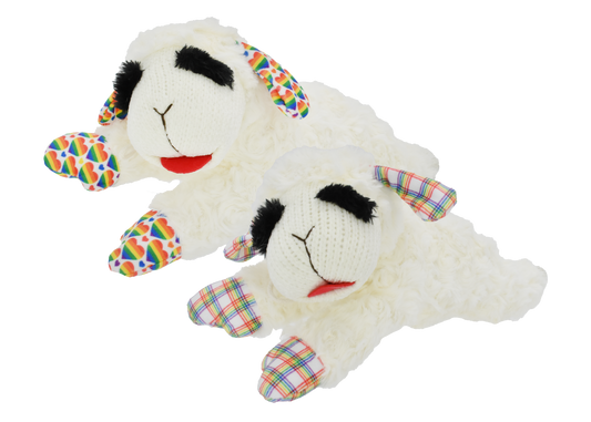 Multipet Plush Lamb chop Dog Toy Rainbow Medium