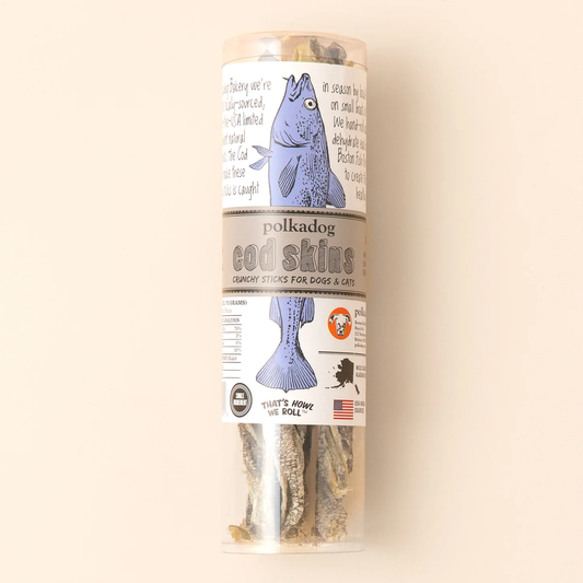 Polkadog Treat Tubes Cod Skins, 2.5oz
