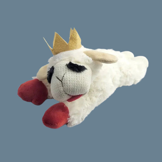 Multipet Plush Lamb chop Dog Toy Crown Medium
